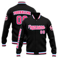 Chaqueta universitaria personalizada estilo Letterman para hombres-mujeres y jóvenes-color negro y rosa