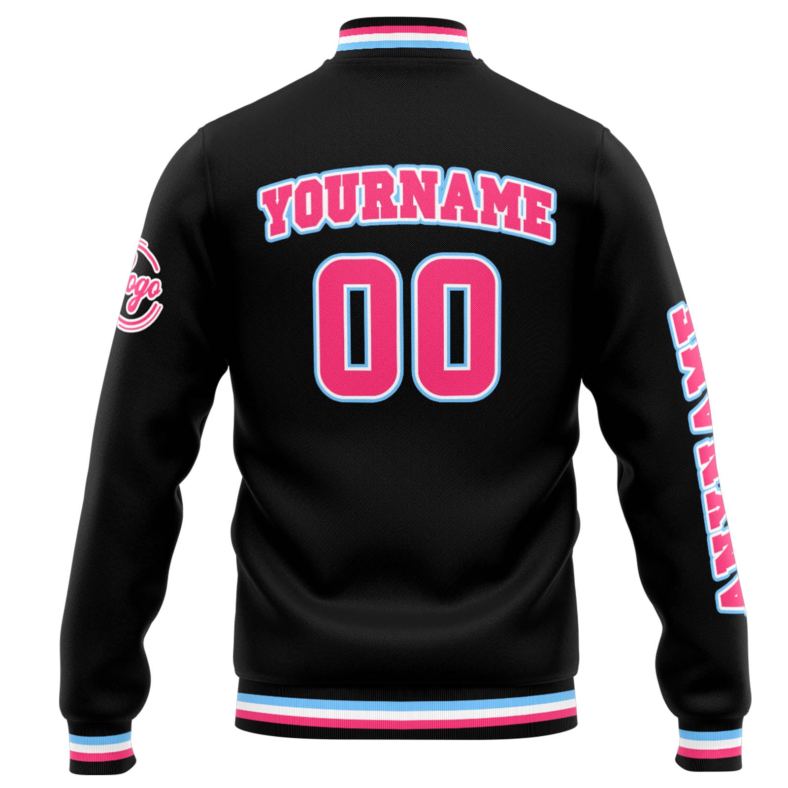 Chaqueta universitaria personalizada estilo Letterman para hombres-mujeres y jóvenes-color negro y rosa