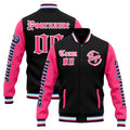 Chaqueta universitaria personalizada estilo Letterman para hombres-mujeres y jóvenes-color negro y rosa