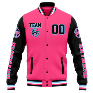 Chaqueta universitaria personalizada estilo Letterman para hombres-mujeres y jóvenes-color rosa y negro
