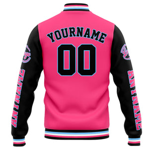 Chaqueta universitaria personalizada estilo Letterman para hombres-mujeres y jóvenes-color rosa y negro