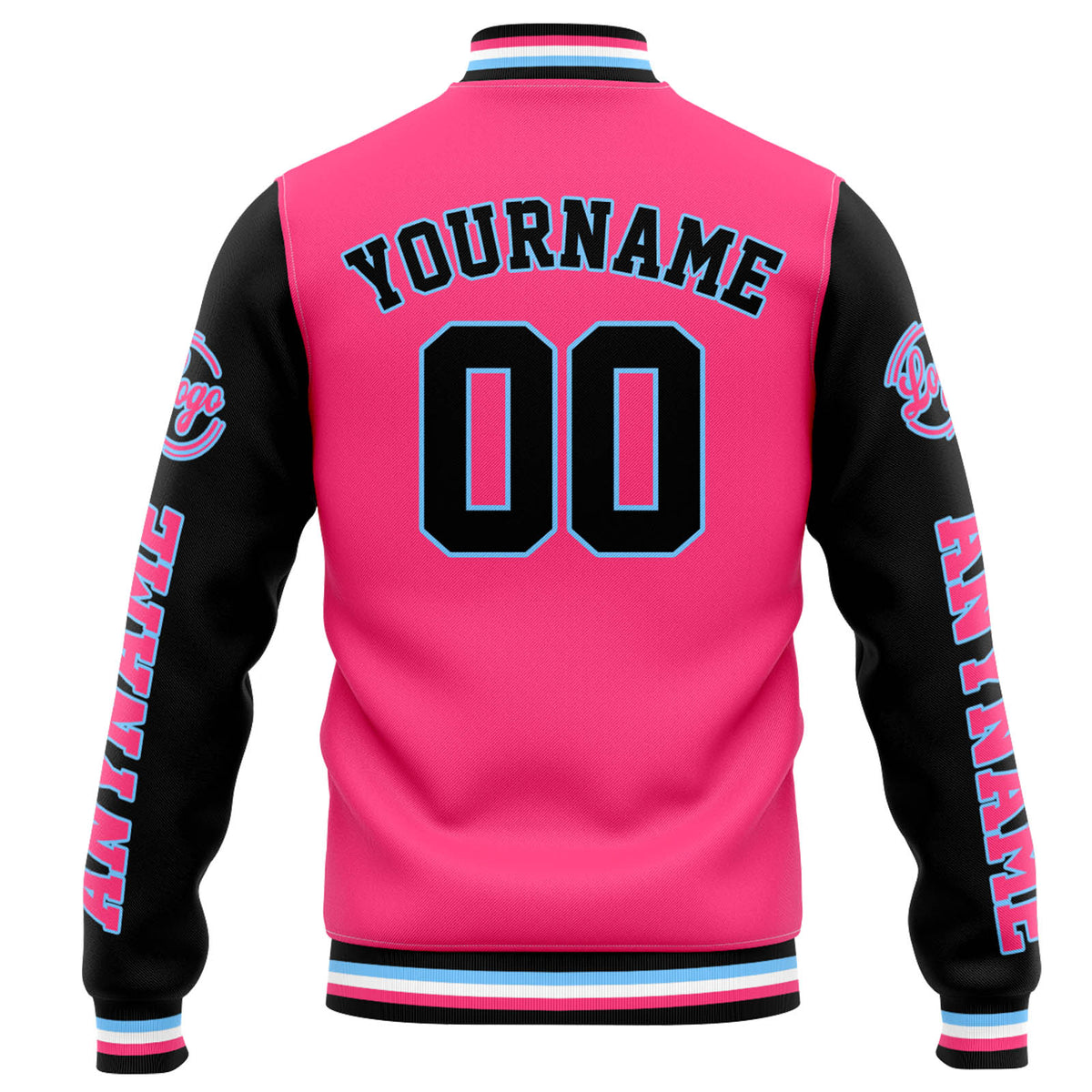 Chaqueta universitaria personalizada estilo Letterman para hombres-mujeres y jóvenes-color rosa y negro