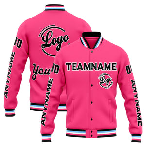 Chaqueta universitaria personalizada estilo Letterman para hombres-mujeres y jóvenes-color rosa y negro