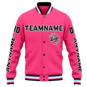Chaqueta universitaria personalizada estilo Letterman para hombres-mujeres y jóvenes-color rosa y negro