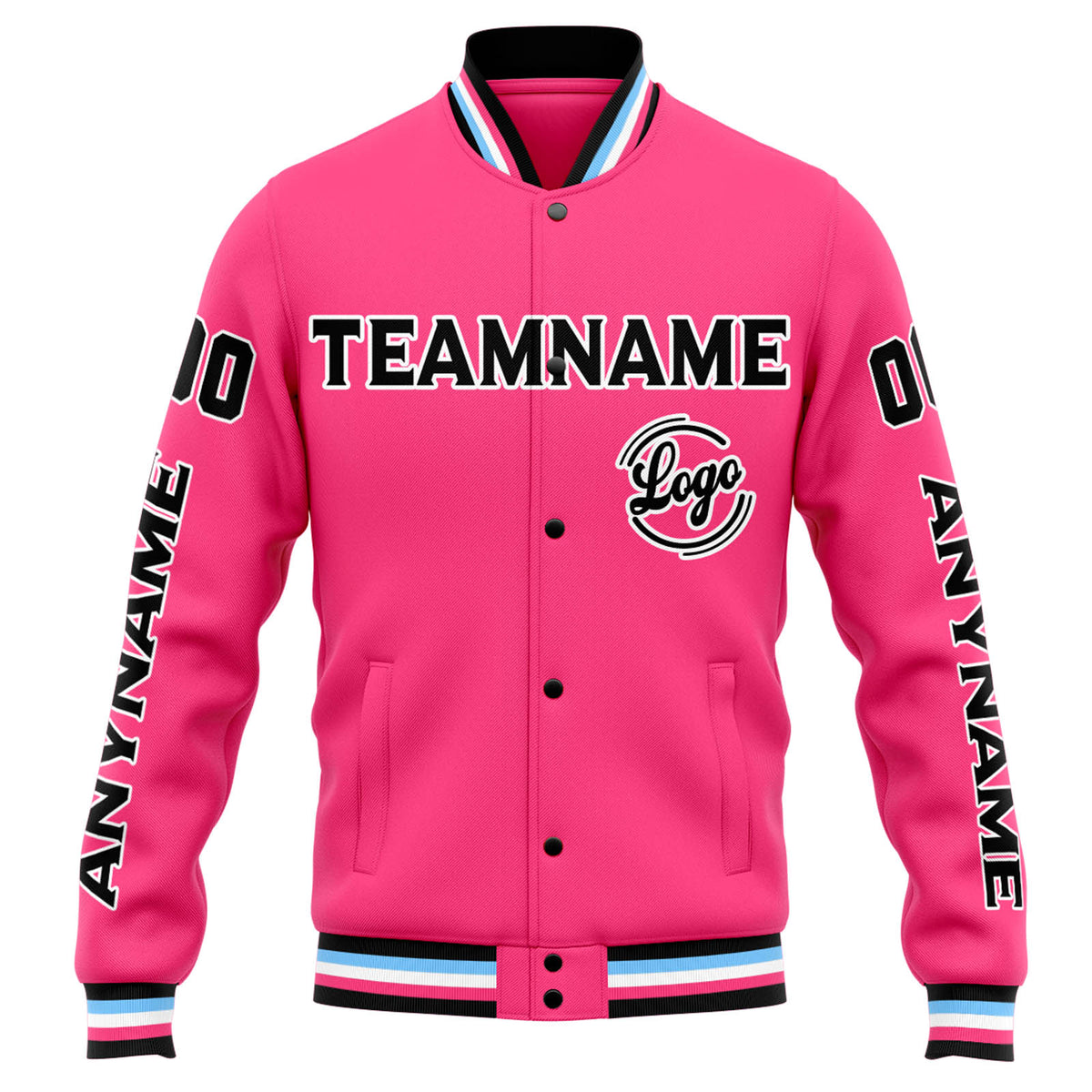 Chaqueta universitaria personalizada estilo Letterman para hombres-mujeres y jóvenes-color rosa y negro