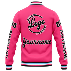 Chaqueta universitaria personalizada estilo Letterman para hombres-mujeres y jóvenes-color rosa y negro
