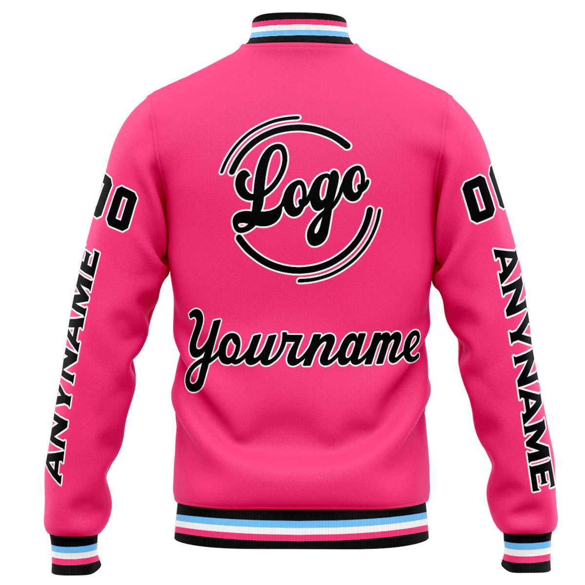 Chaqueta universitaria personalizada estilo Letterman para hombres-mujeres y jóvenes-color rosa y negro