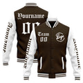 Chaqueta universitaria personalizada estilo Letterman para hombres-mujeres y jóvenes-color marrón y blanco