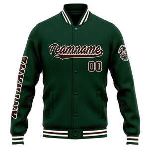 Chaqueta universitaria personalizada estilo Letterman para hombres-mujeres y jóvenes-color verde y marrón