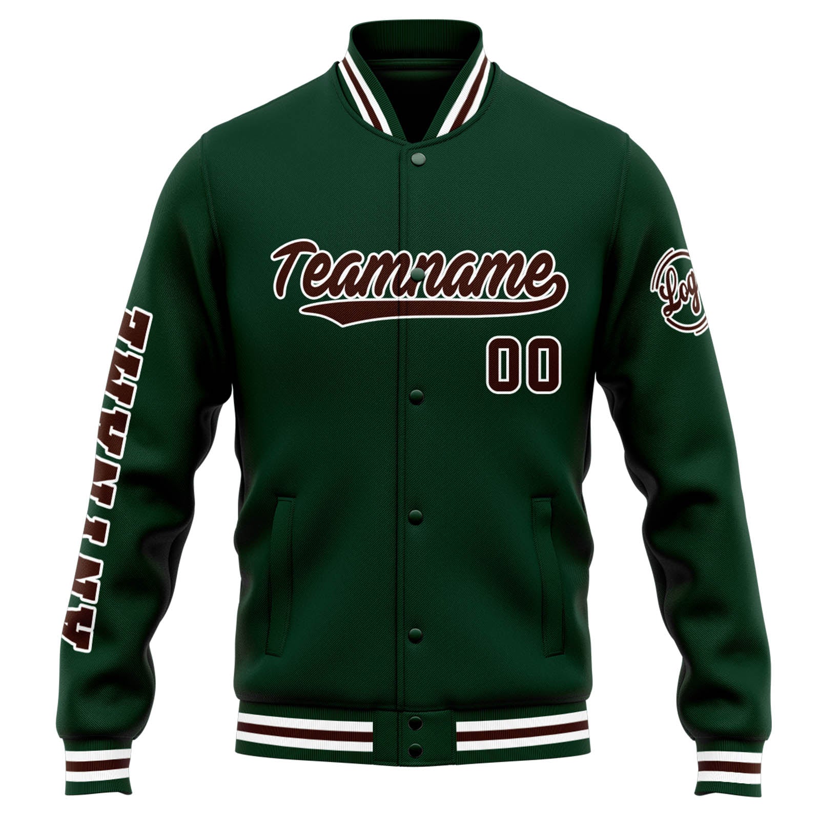Chaqueta universitaria personalizada estilo Letterman para hombres-mujeres y jóvenes-color verde y marrón