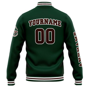 Chaqueta universitaria personalizada estilo Letterman para hombres-mujeres y jóvenes-color verde y marrón