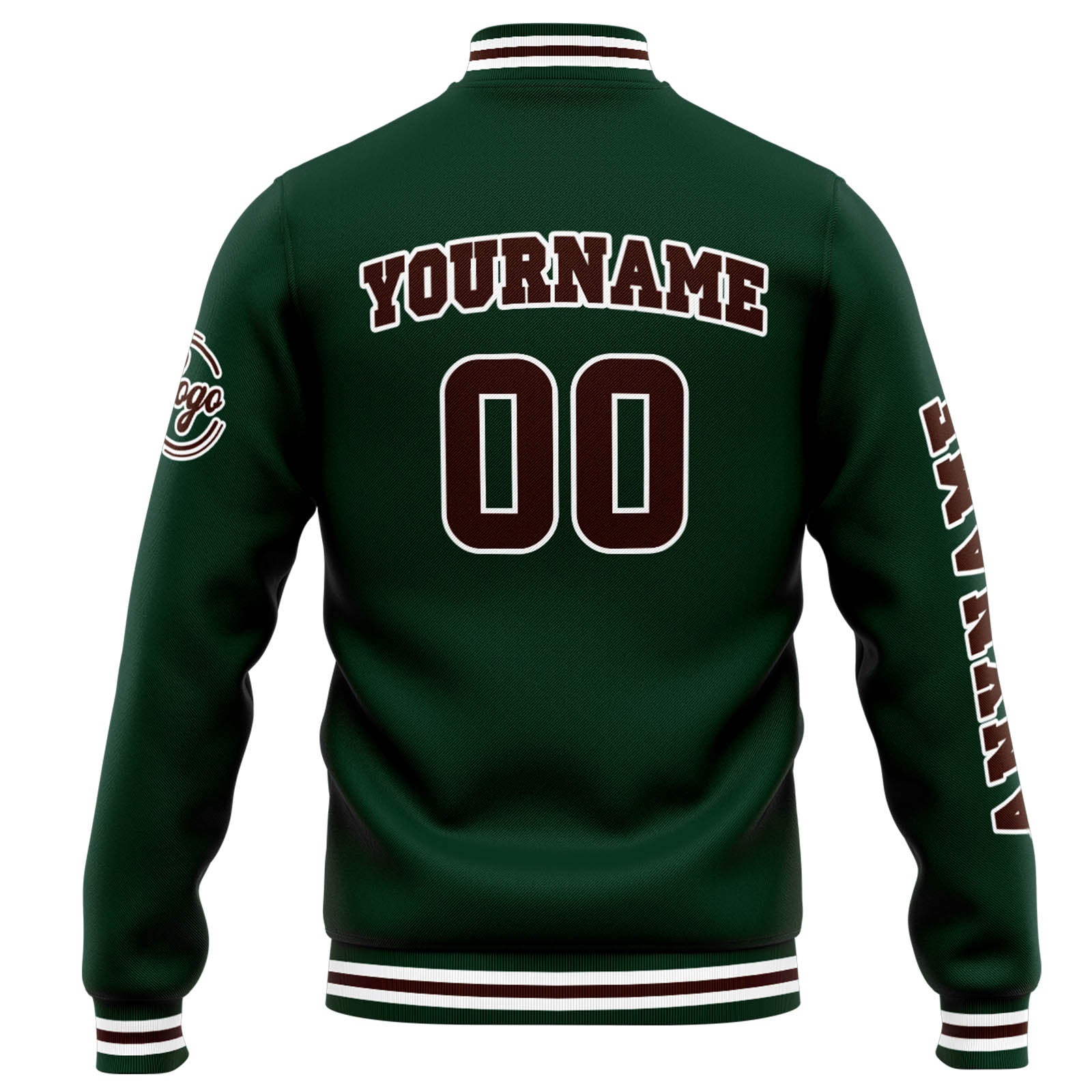 Chaqueta universitaria personalizada estilo Letterman para hombres-mujeres y jóvenes-color verde y marrón