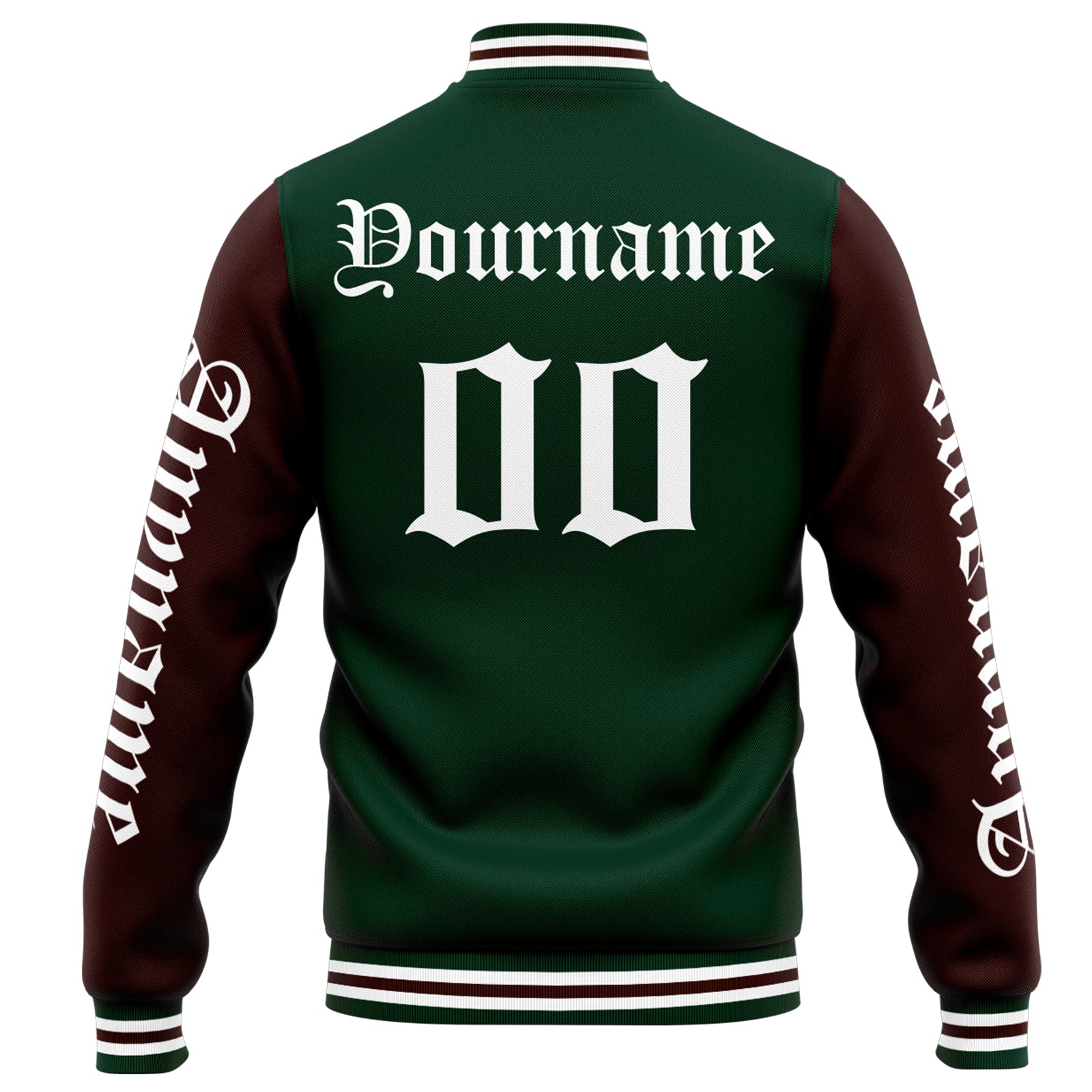 Chaqueta universitaria personalizada estilo Letterman para hombres-mujeres y jóvenes-color verde y marrón