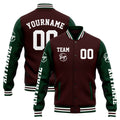 Chaqueta universitaria personalizada estilo Letterman para hombres-mujeres y jóvenes-color marrón y verde