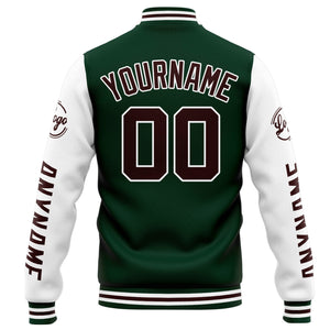 Chaqueta universitaria personalizada estilo Letterman para hombres-mujeres y jóvenes-color verde y blanco