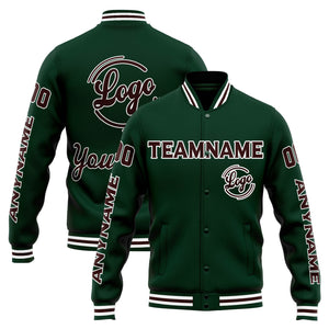 Chaqueta universitaria personalizada estilo Letterman para hombres-mujeres y jóvenes-color verde y marrón