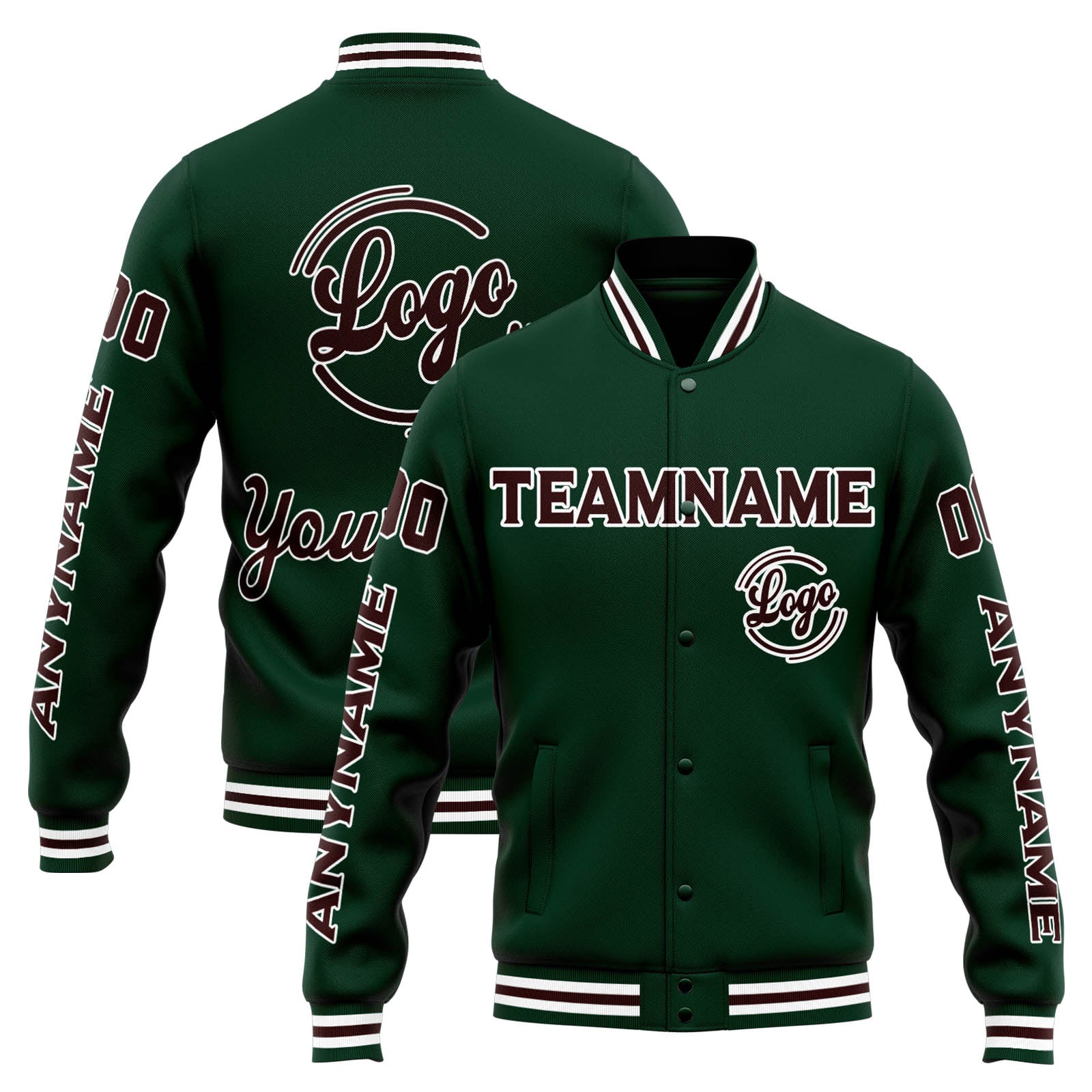 Chaqueta universitaria personalizada estilo Letterman para hombres-mujeres y jóvenes-color verde y marrón