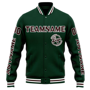 Chaqueta universitaria personalizada estilo Letterman para hombres-mujeres y jóvenes-color verde y marrón