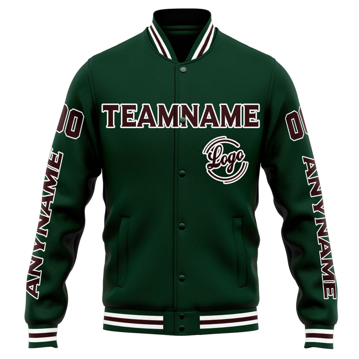 Chaqueta universitaria personalizada estilo Letterman para hombres-mujeres y jóvenes-color verde y marrón