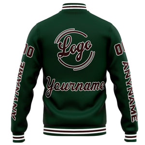 Chaqueta universitaria personalizada estilo Letterman para hombres-mujeres y jóvenes-color verde y marrón