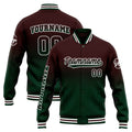 Chaqueta universitaria personalizada estilo Letterman para hombres-mujeres y jóvenes-color marrón degradado verde