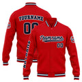 Chaqueta universitaria personalizada estilo Letterman para hombres-mujeres y jóvenes-color rojo y azul marino