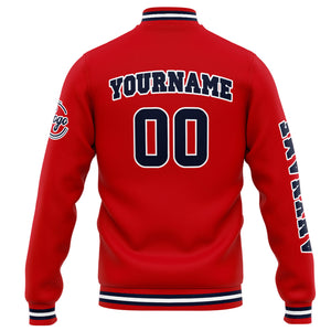 Chaqueta universitaria personalizada estilo Letterman para hombres-mujeres y jóvenes-color rojo y azul marino