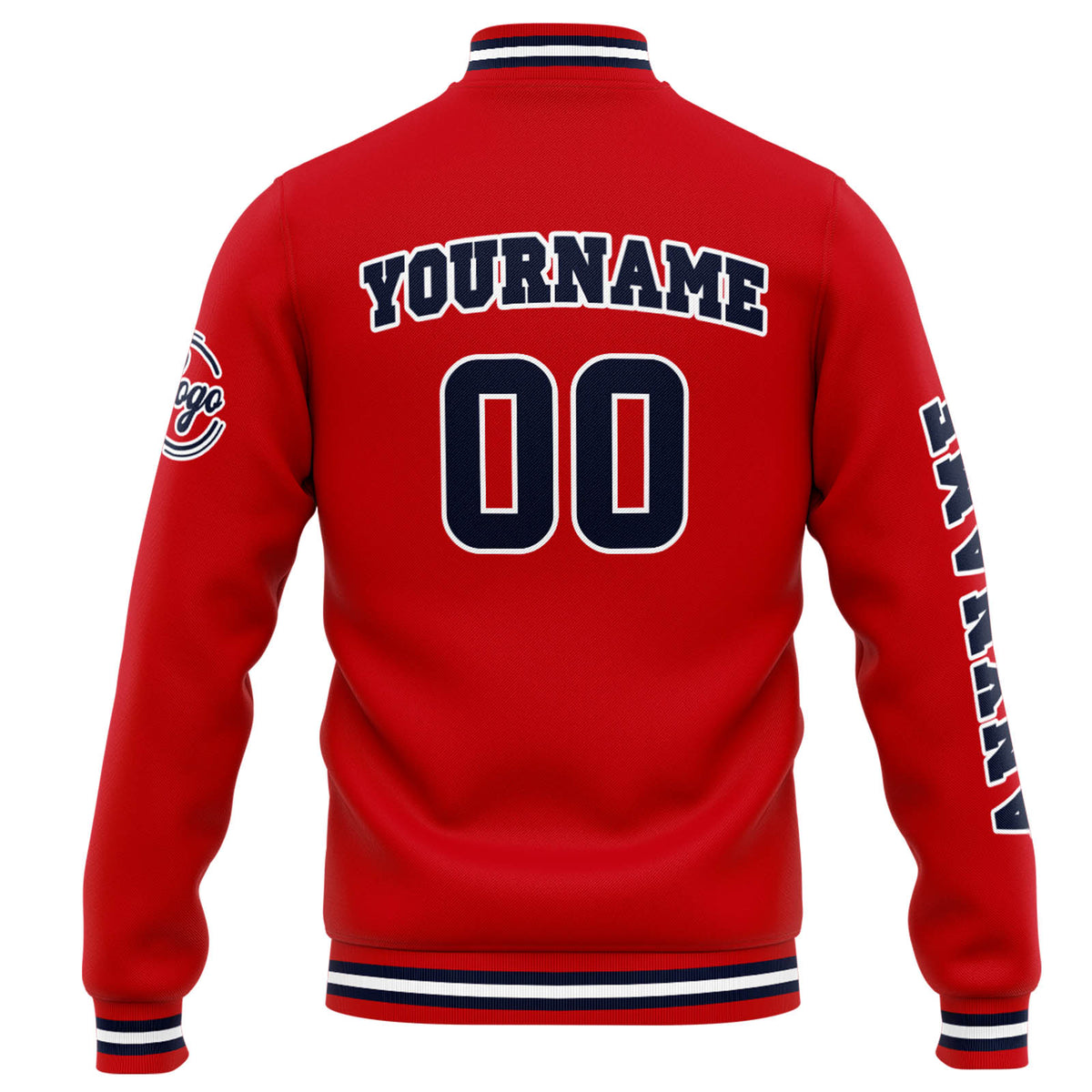 Chaqueta universitaria personalizada estilo Letterman para hombres-mujeres y jóvenes-color rojo y azul marino