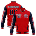 Chaqueta universitaria personalizada estilo Letterman para hombres-mujeres y jóvenes-color rojo y azul marino