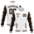 Chaqueta universitaria personalizada estilo Letterman para hombres-mujeres y jóvenes-color blanco y marrón