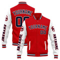 Chaqueta universitaria personalizada estilo Letterman para hombres-mujeres y jóvenes-color rojo y blanco