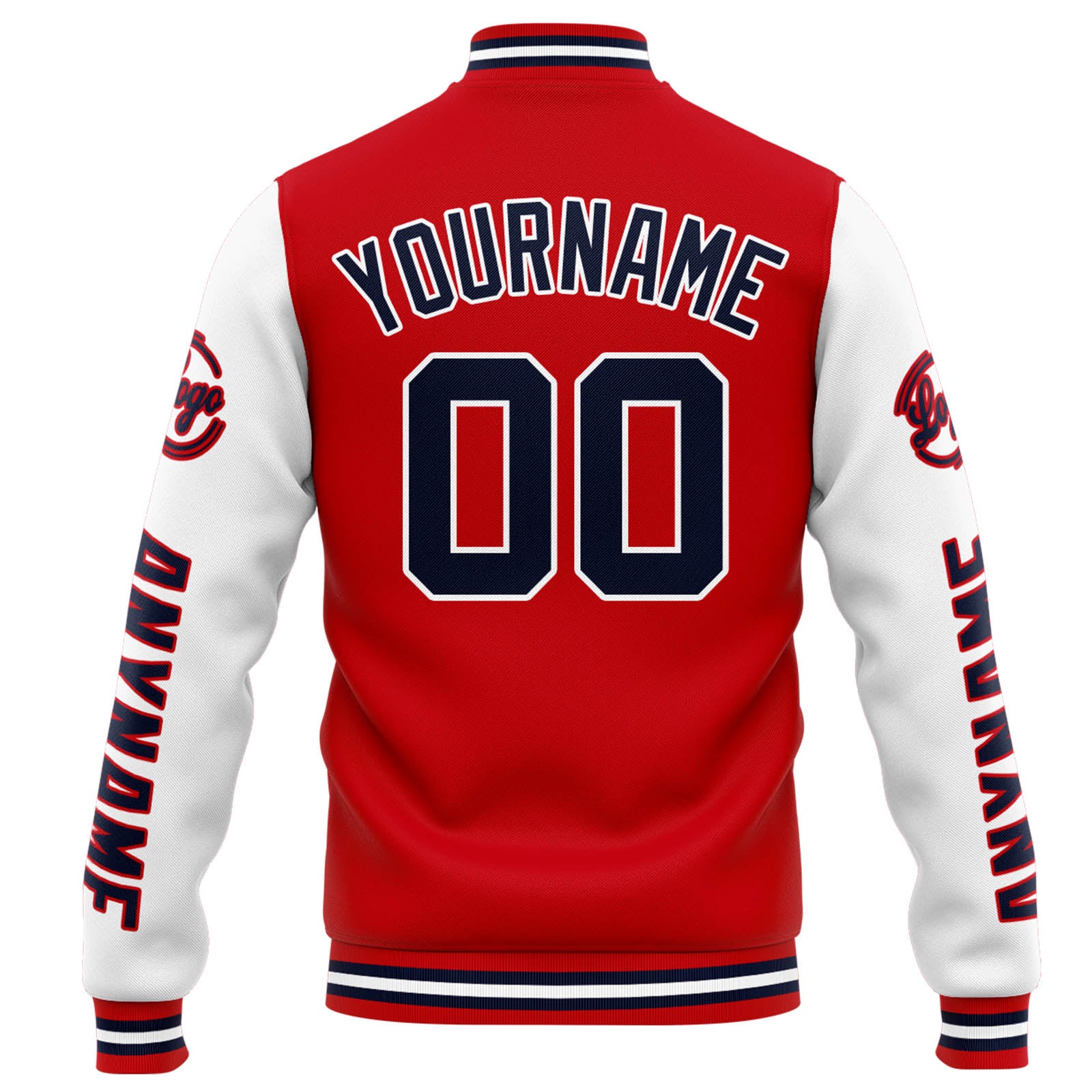 Chaqueta universitaria personalizada estilo Letterman para hombres-mujeres y jóvenes-color rojo y blanco