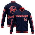 Chaqueta universitaria personalizada estilo Letterman para hombres-mujeres y jóvenes-color azul marino y rojo