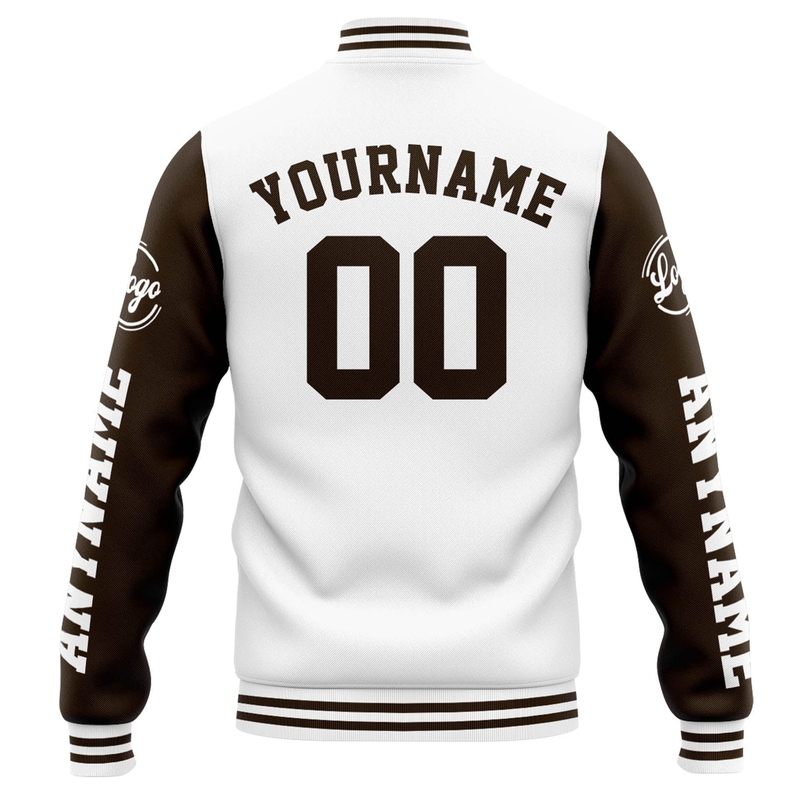 Chaqueta universitaria personalizada estilo Letterman para hombres-mujeres y jóvenes-color blanco y marrón
