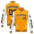 Chaqueta universitaria personalizada estilo Letterman para hombres-mujeres y jóvenes-color naranja y blanco
