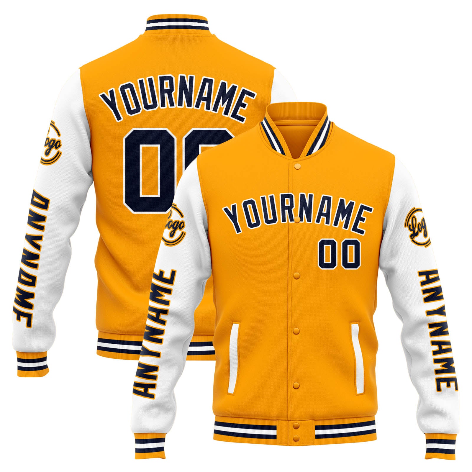 Chaqueta universitaria personalizada estilo Letterman para hombres-mujeres y jóvenes-color naranja y blanco