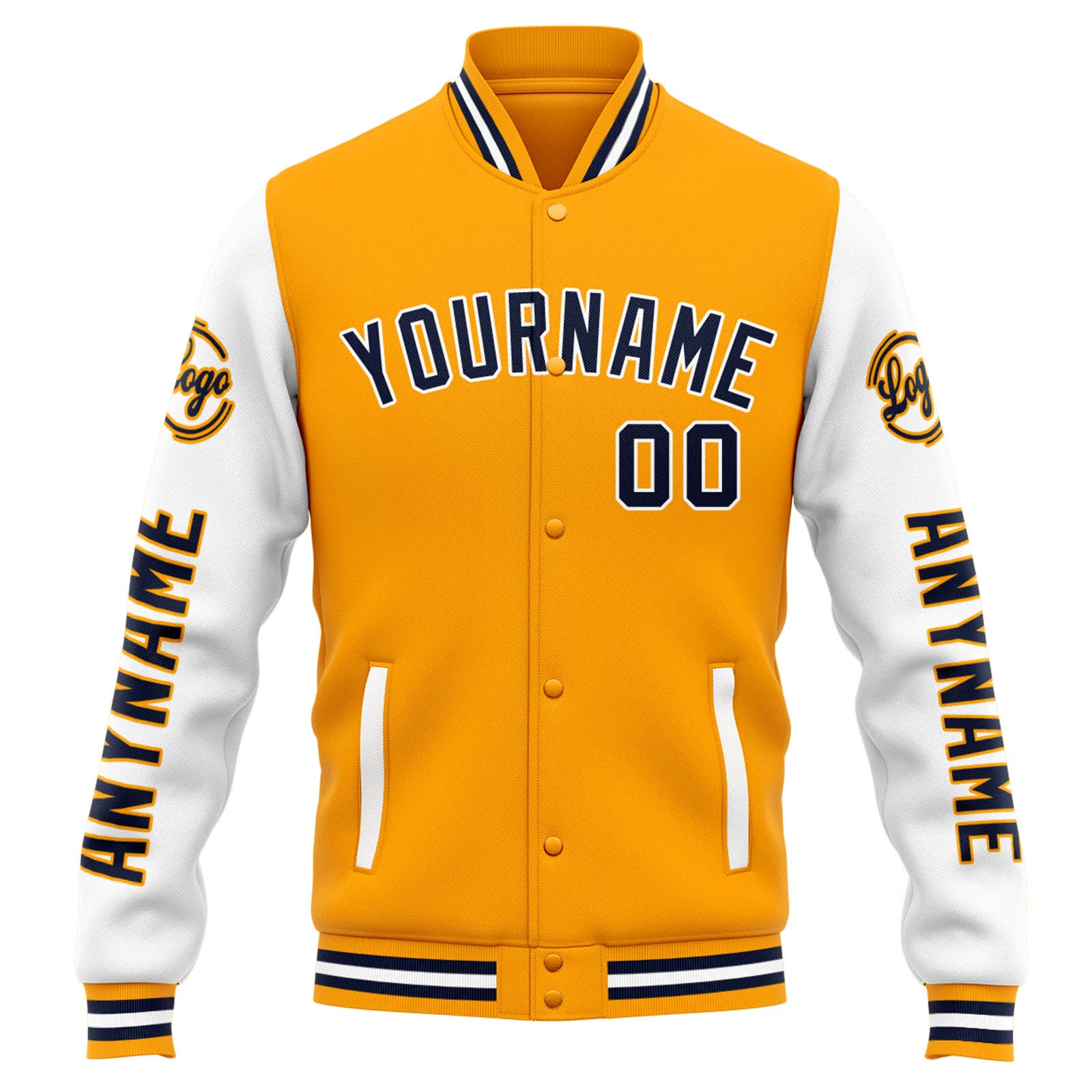Chaqueta universitaria personalizada estilo Letterman para hombres-mujeres y jóvenes-color naranja y blanco
