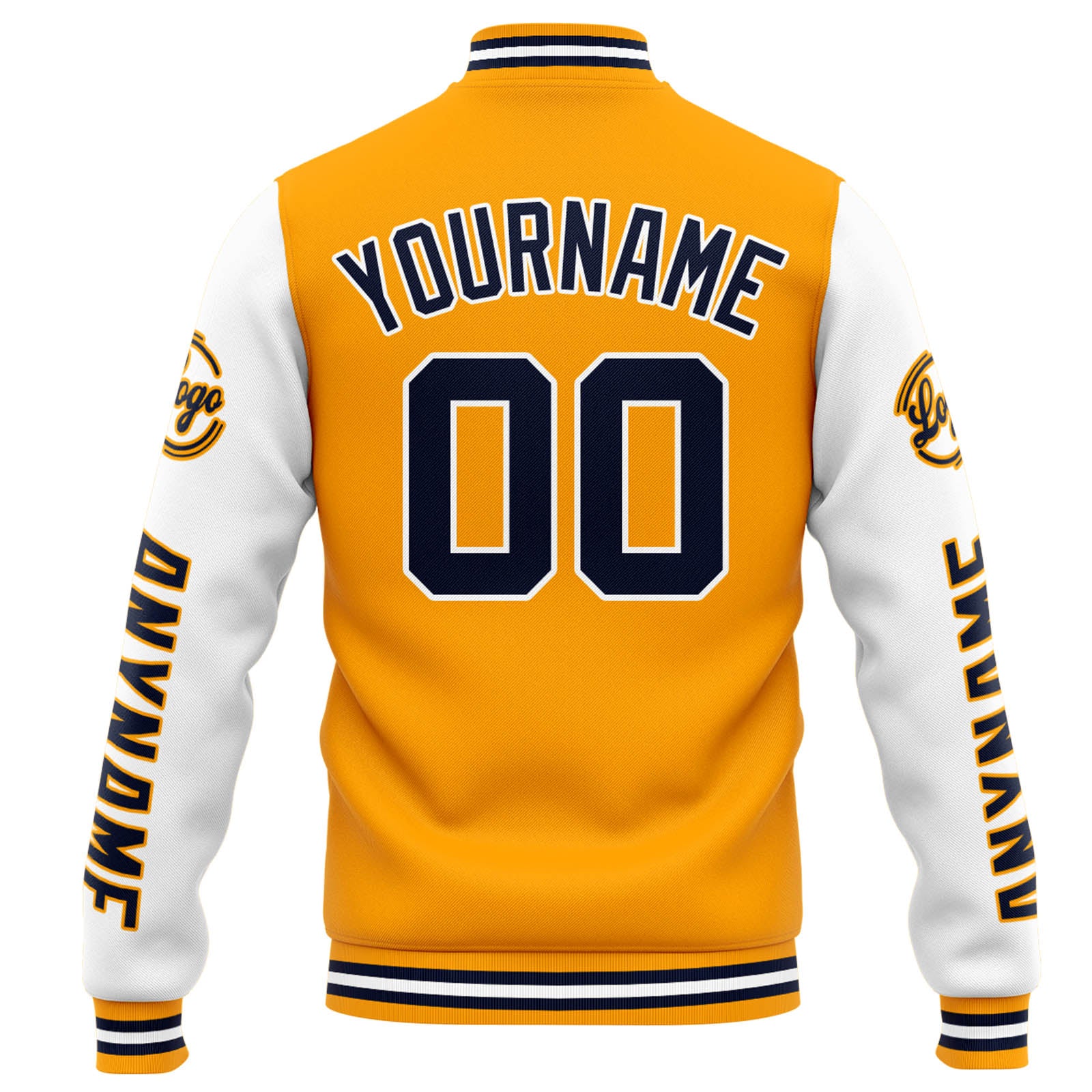 Chaqueta universitaria personalizada estilo Letterman para hombres-mujeres y jóvenes-color naranja y blanco