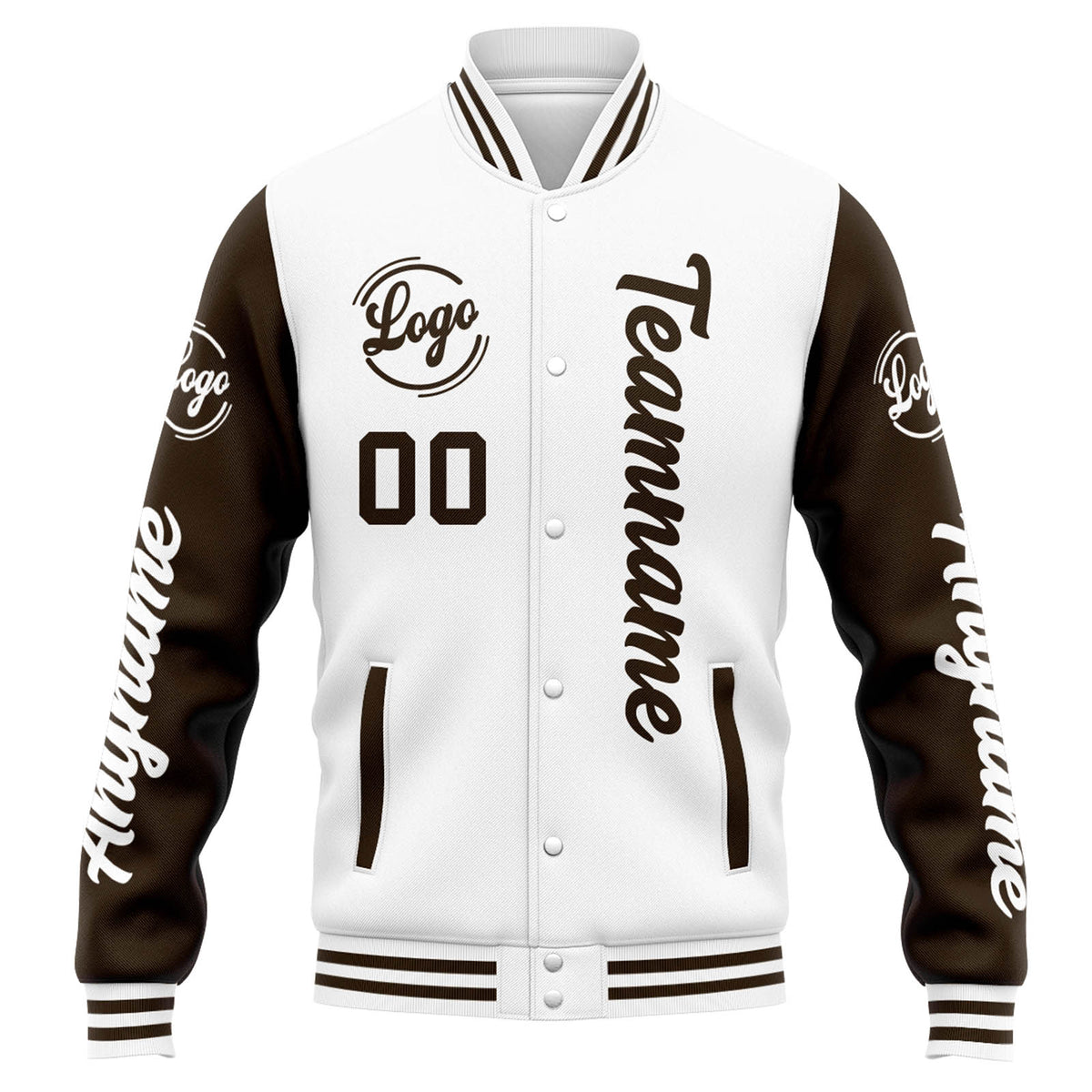 Chaqueta universitaria personalizada estilo Letterman para hombres-mujeres y jóvenes-color blanco y marrón
