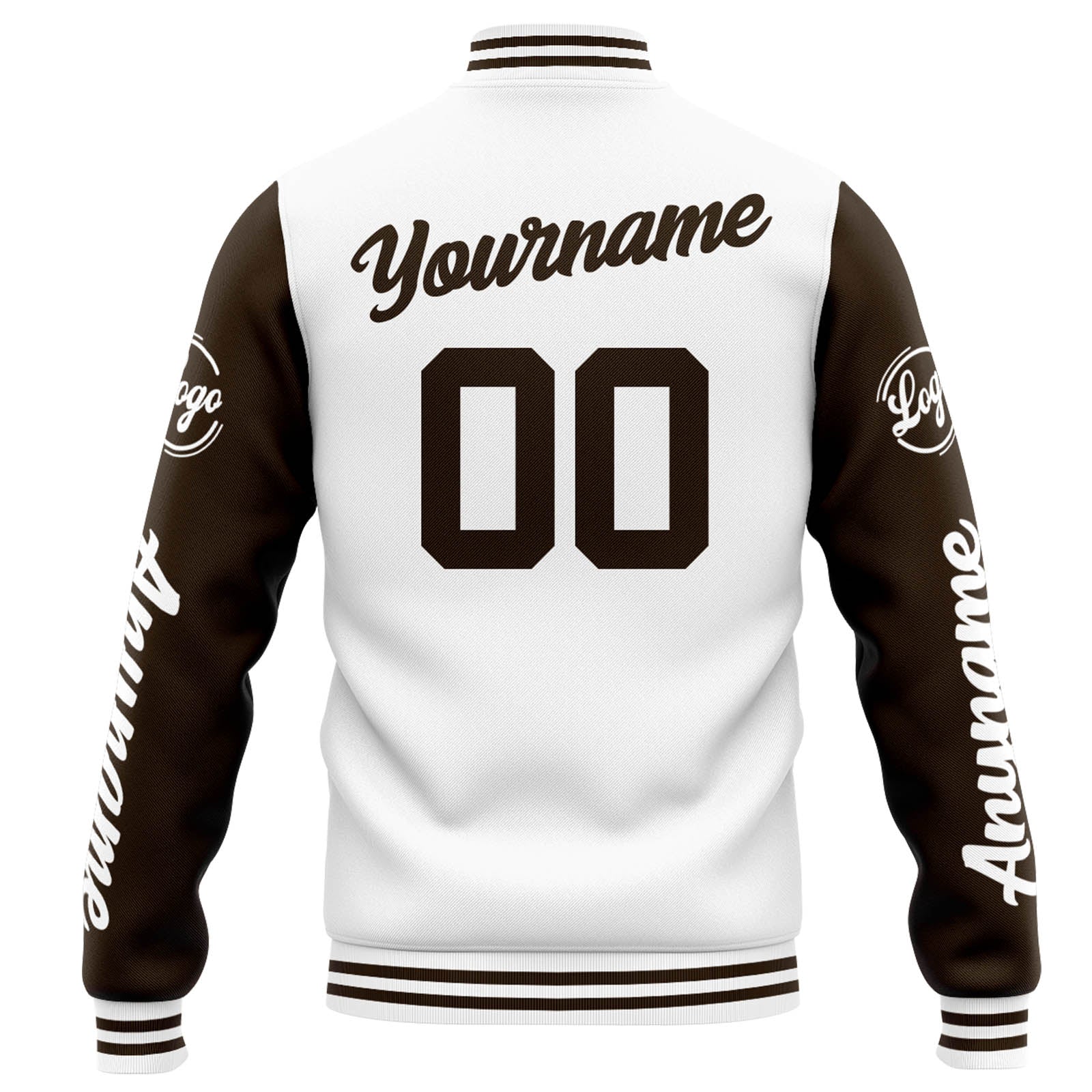 Chaqueta universitaria personalizada estilo Letterman para hombres-mujeres y jóvenes-color blanco y marrón