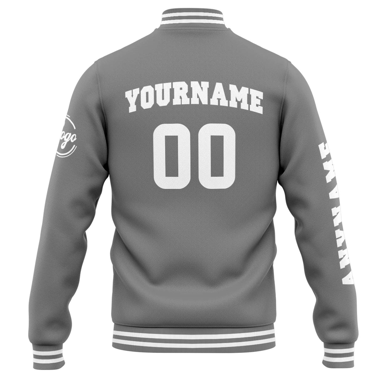 Chaqueta universitaria personalizada estilo Letterman para hombres-mujeres y jóvenes-color gris y blanco