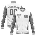 Chaqueta universitaria personalizada estilo Letterman para hombres-mujeres y jóvenes-color blanco y gris