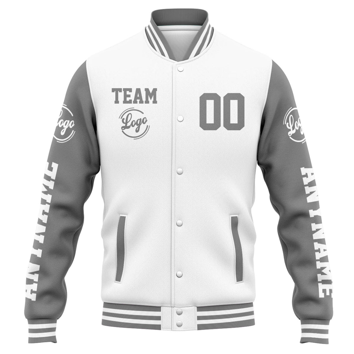 Chaqueta universitaria personalizada estilo Letterman para hombres-mujeres y jóvenes-color blanco y gris