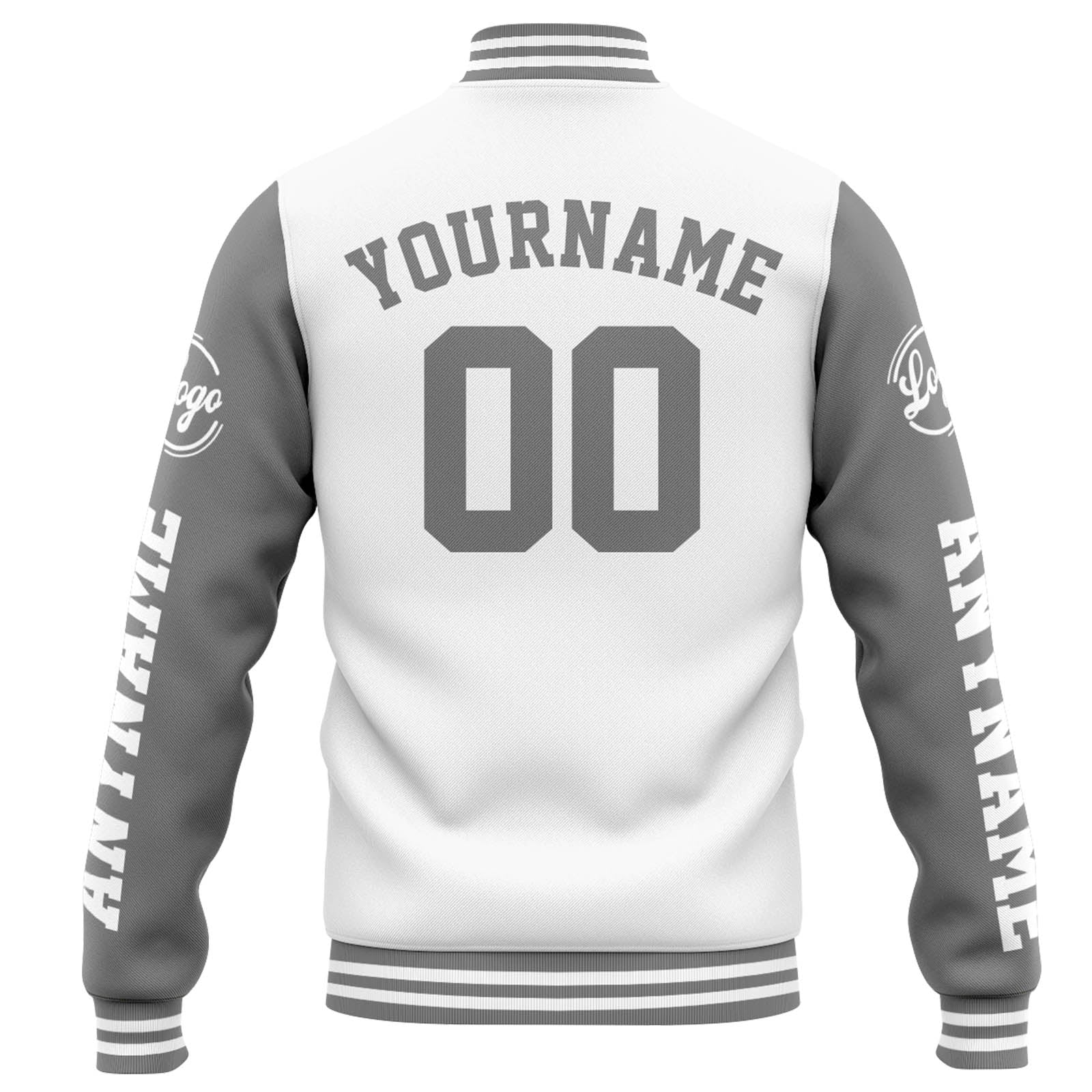 Chaqueta universitaria personalizada estilo Letterman para hombres-mujeres y jóvenes-color blanco y gris