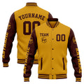 Chaqueta universitaria personalizada estilo Letterman para hombres-mujeres y jóvenes-color oro burdeos