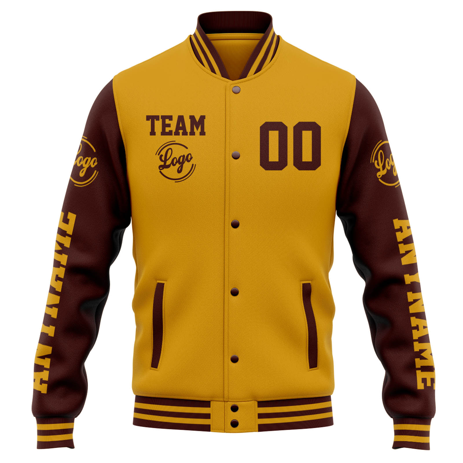 Chaqueta universitaria personalizada estilo Letterman para hombres-mujeres y jóvenes-color oro burdeos