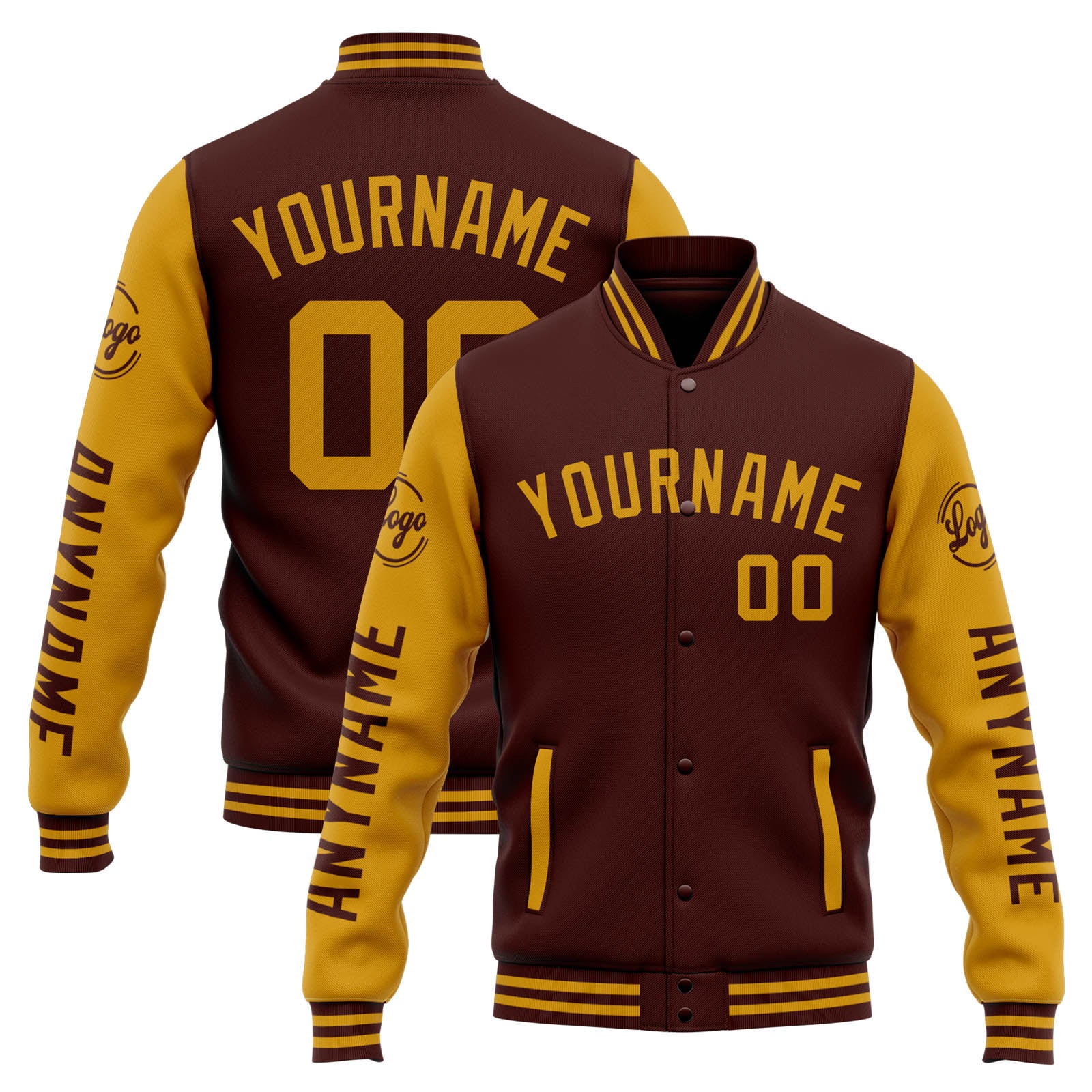 Chaqueta universitaria personalizada estilo Letterman para hombres-mujeres y jóvenes-color burdeos y dorado