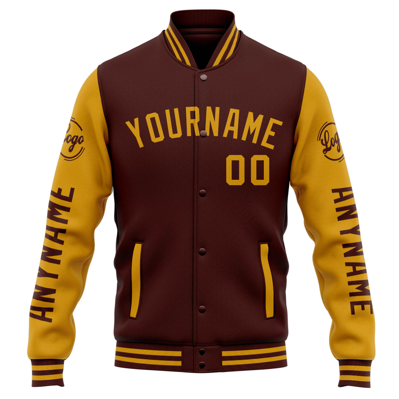 Chaqueta universitaria personalizada estilo Letterman para hombres-mujeres y jóvenes-color burdeos y dorado