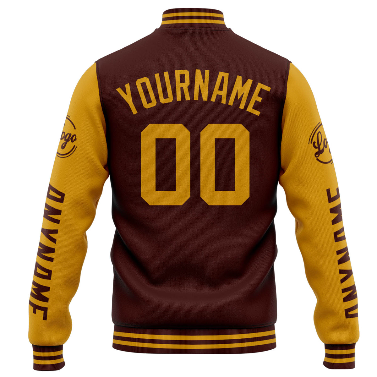 Chaqueta universitaria personalizada estilo Letterman para hombres-mujeres y jóvenes-color burdeos y dorado
