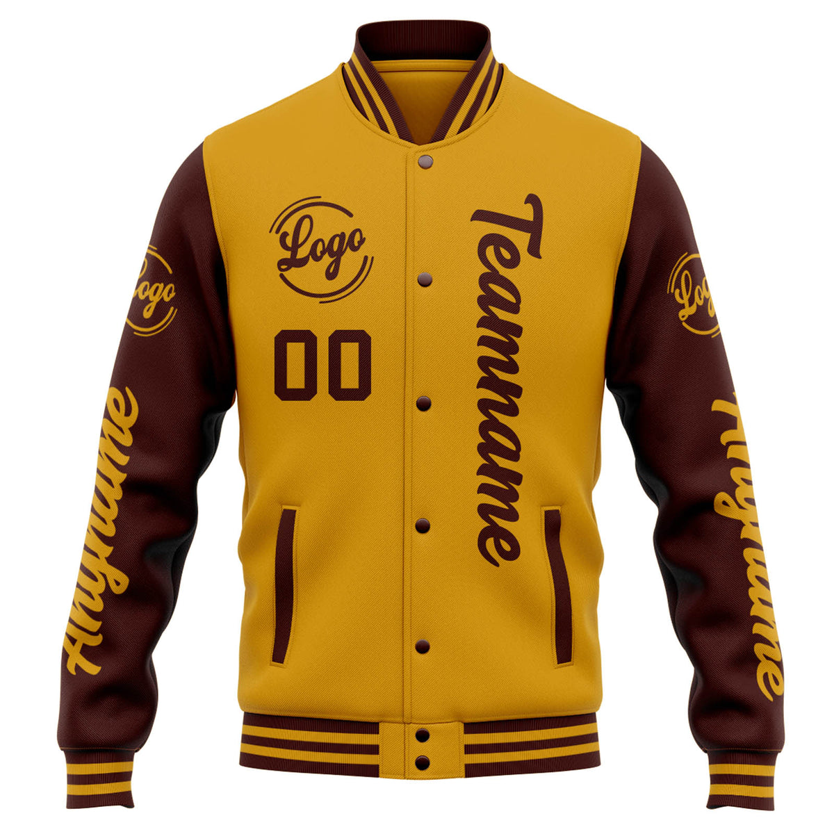 Chaqueta universitaria personalizada estilo Letterman para hombres-mujeres y jóvenes-color oro burdeos